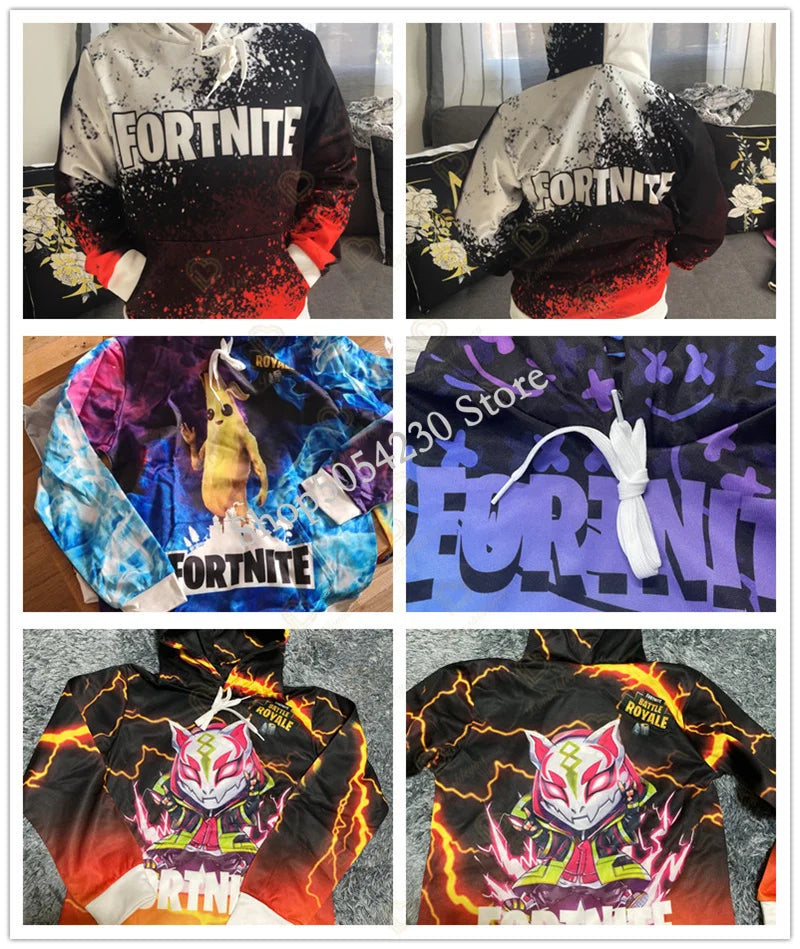 Fortnite Hoodie 3D Printed Plus Size Hooded Sweatshirt T-shirt Kids Fashion Streetwear Hoodie Casual Jacket