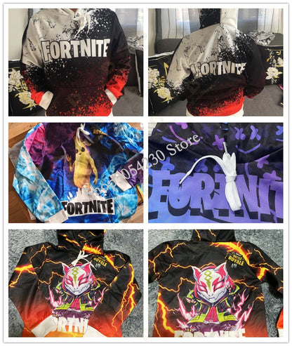 Sudadera con capucha de Fortnite con llama impresa en 3D, estilo Battle Royale de dibujos animados, para hombre y mujer, camiseta con capucha de héroe de videojuego para adolescentes