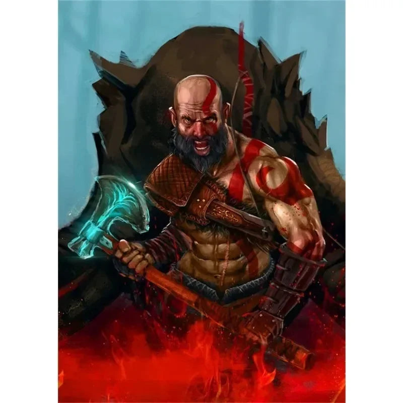 Canvas Painting Posters and Prints Wall Art Anime Pop Game God of War Ragnarok Poster Aesthetics Kratos Gaming