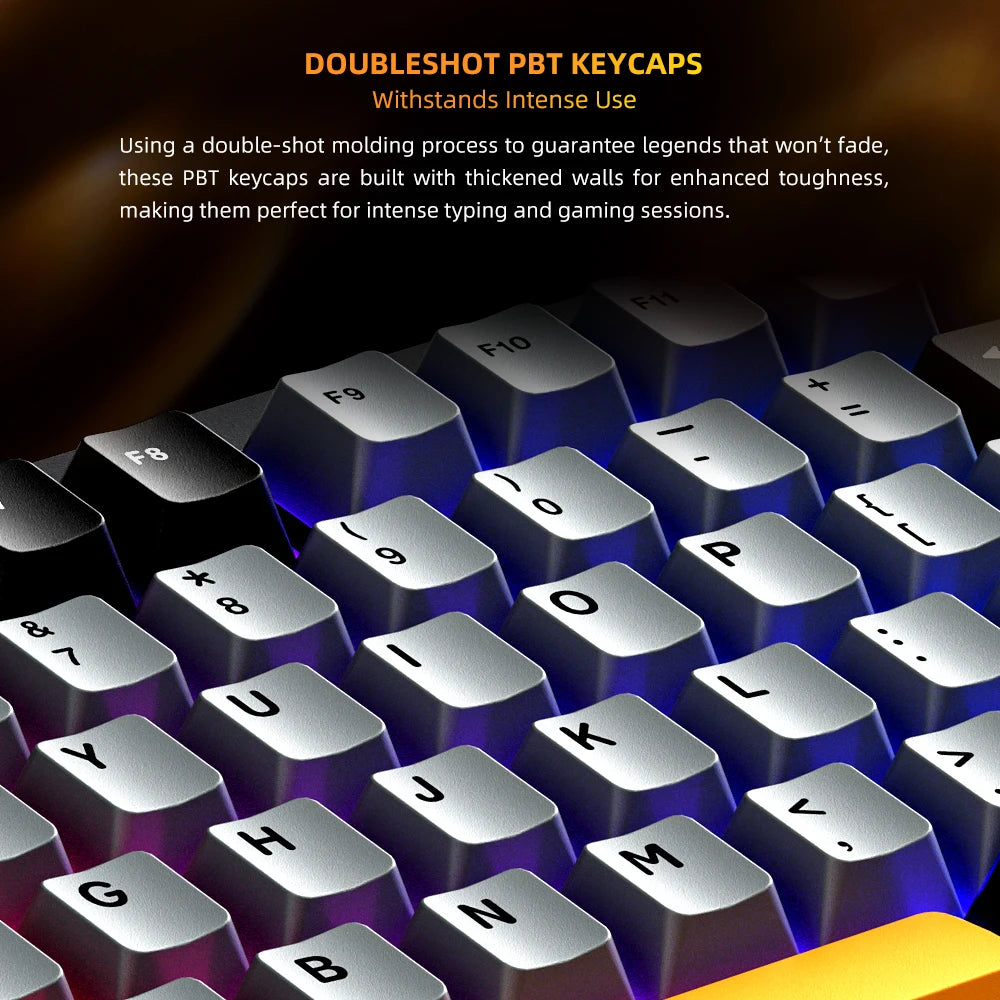 Machenike K600-B82W mechanische Gaming-Tastatur, Tri-Mode, Gasket-Mount, 75% ANSI-Layout, RGB-Hintergrundbeleuchtung, kabellos