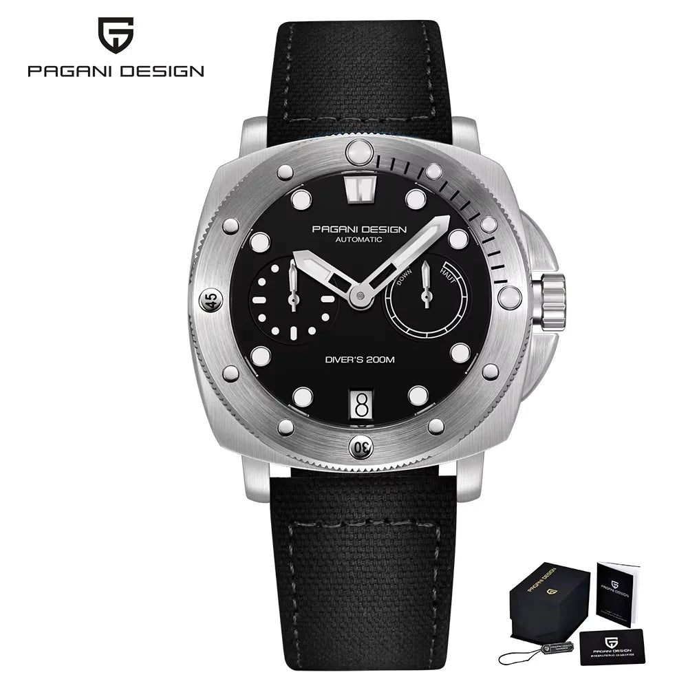 PAGANI DESIGN Men's Mechanical Watch Luxury Sapphire Glass Luminous Automatic Watch 200M Waterproof Stainless Steel Watch