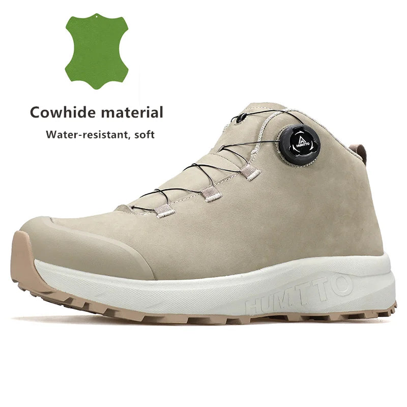 HUMTTO Lederschuhe für Herren Winter Camping Outdoor Herren-Sportschuhe Atmungsaktive Trekkingstiefel für Männer Rutschfeste Wandersneaker