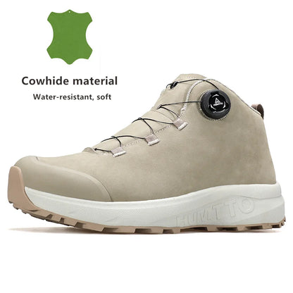 HUMTTO Lederschuhe für Herren Winter Camping Outdoor Herren-Sportschuhe Atmungsaktive Trekkingstiefel für Männer Rutschfeste Wandersneaker