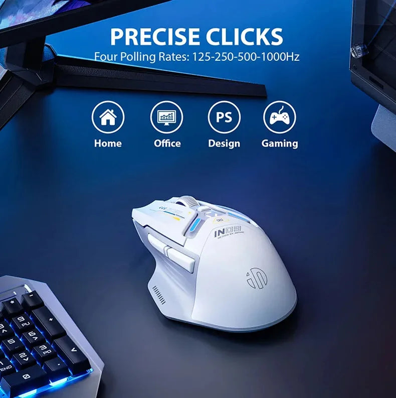 INPHIC IN9 Upgraded Wireless Gaming Mouse High DPI Tri-mode 2.4G Bluetooth Type-C Wired RGB Light Macro Programmable Mice for PC