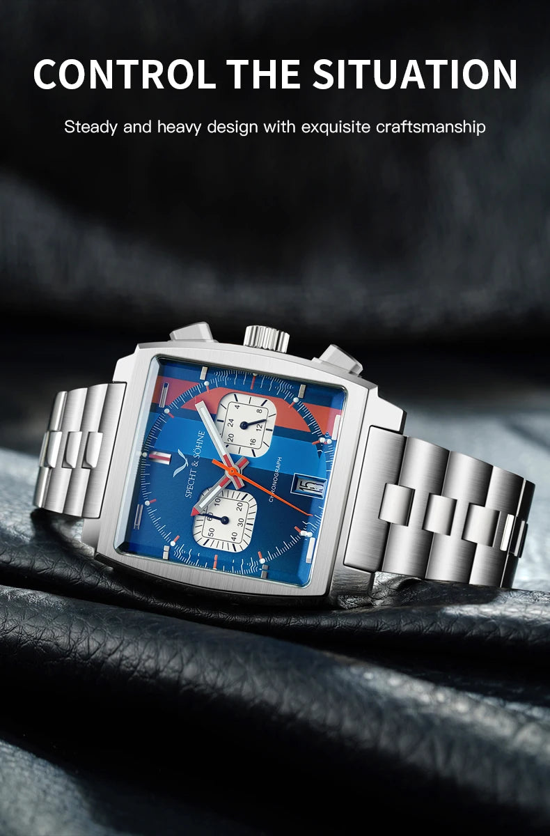 Specht&Sohne 2025 New Men's Watches Quartz Sport Watch Stainless Steel Leather Strap Japan Miyota VK63 Chronograph