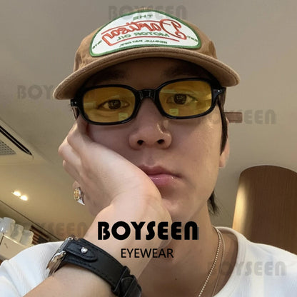 BOYSEEN Beach Sunglasses Man Summer Orange Sun Glasses UV400  Narrow frame square punk sunglasses show