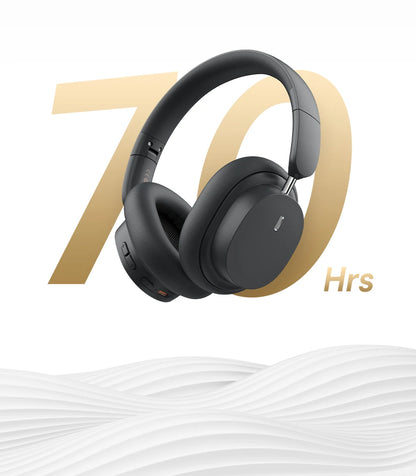 Cuffie over-ear wireless Bluetooth 5.3 Baseus – Driver HiFi da 40mm, autonomia di 70H, headset pieghevole con audio spaziale