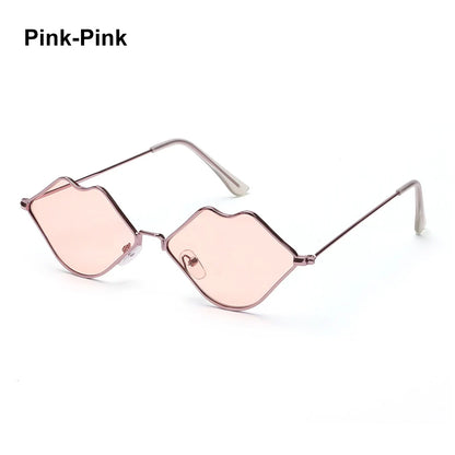 Sexy Red Lips Sunglasses for Men Women Trendy Retro Metal Frame Halloween Party Cosplay Eyewear Fashion Ocean Lens Sun Glasses
