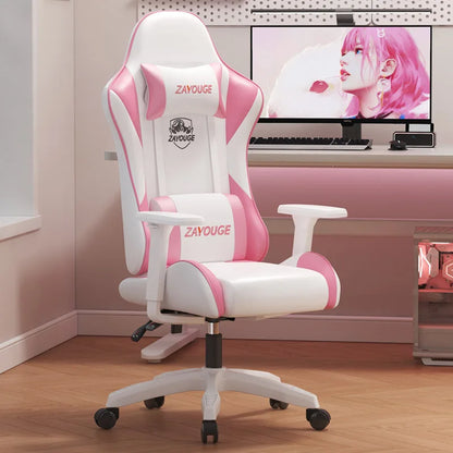 Chaise de jeu, chaise d'ordinateur, siège de bureau à domicile, dossier élastique, chaise ergonomique pour personnes assises longtemps, accoudoirs réglables en hauteur.