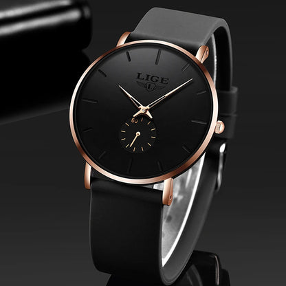 Reloj para hombre LIGE: estilo deportivo y moderno, marca de lujo, resistente al agua, diseño minimalista y ultradelgado, reloj de cuarzo para hombre