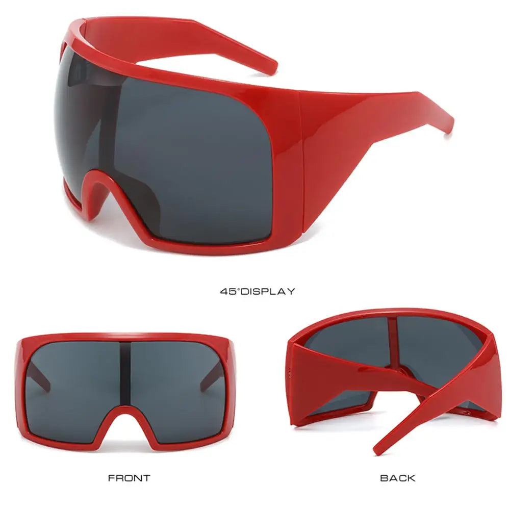 Futuristic Wrap Around Sunglasses Rave Curved Lens UV400 Protection 2000'S Eyewear Oversized Y2K Sun Glasses for Women & Men