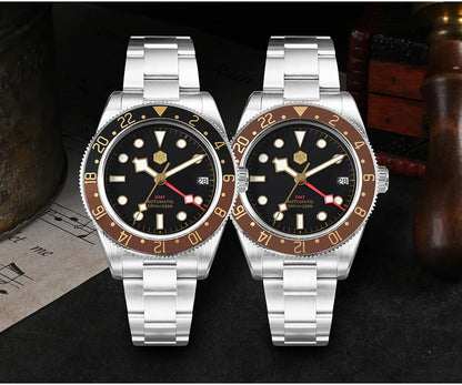 San Martin 39mm NH34 GMT Men's Luxury Watch Bidirectional Aluminum Bezel Automatic Mechanical Sapphire 100M Waterproof SN0109