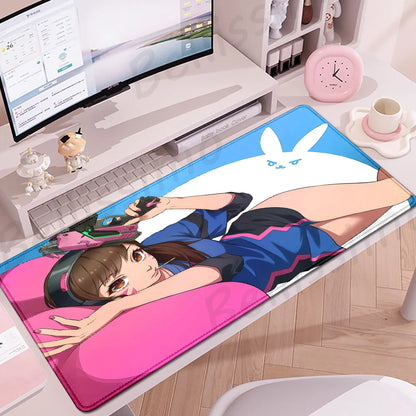Acessórios Gaming O-Overwatch D-D.va Tapete de Rato Grande para Teclado e Rato, Deskmat XXL Estendido para PC, Tapete Gamer