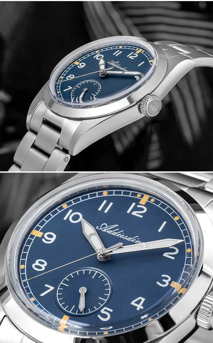 ADDIESDIVE 36mm Herren-Quarzuhr VH60 mit BGW9-Leuchtbeschichtung, Bubble-Mirror-Topfdeckelglas, 10Bar wasserdicht, Edelstahl-Uhr