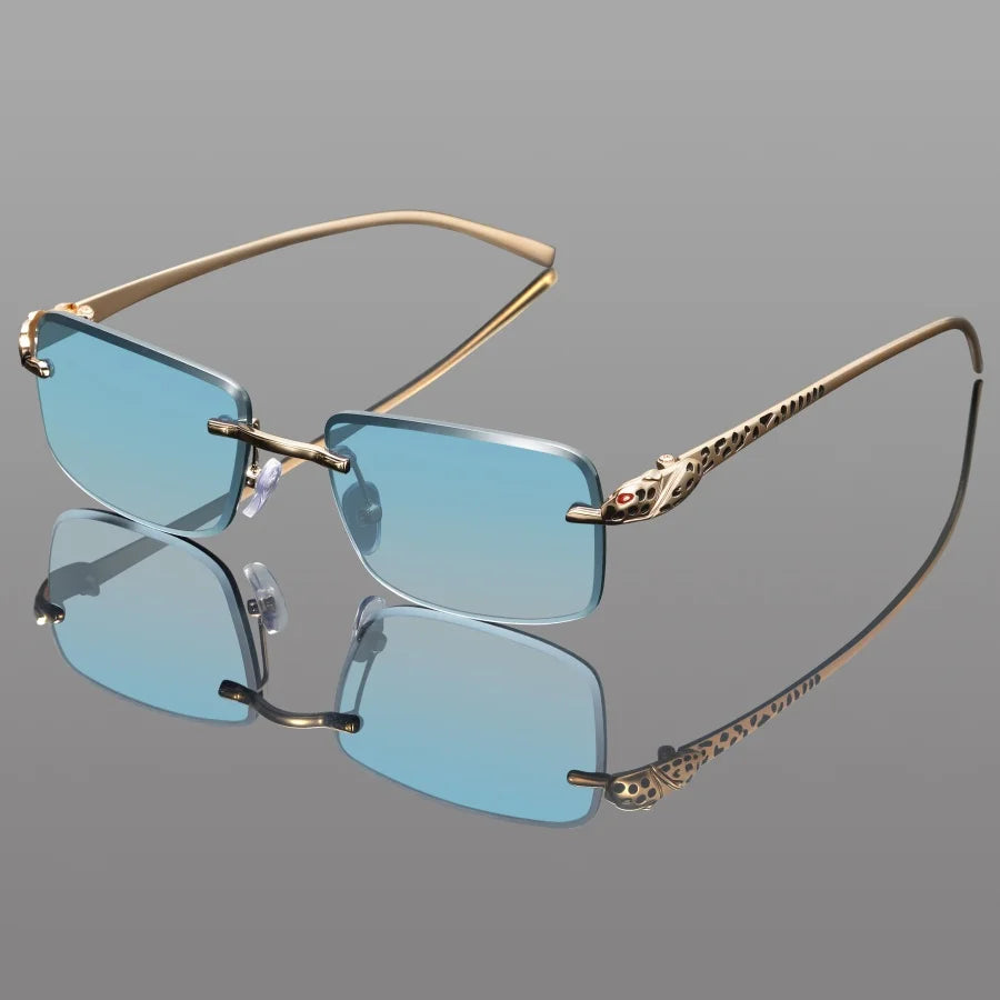 Fashion Rimless Rectangle Sunglasses Women Gradient Y2K Sun Glasses Shades Men