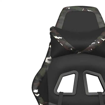 Gaming Chair Massage Footrest Black & Camouflage 67X64X116-127 cm in Imitation Leather, 360° Adjustable Reclining Seat Load Capacity 110 kg