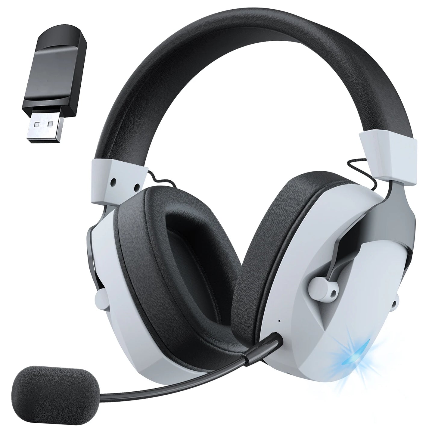 Cuffie da gaming con microfono rimovibile con cancellazione del rumore – Cuffie da gaming wireless a 3 modalità Bluetooth 5.3, 2.4G USB e cablate 3.5mm con driver da 50mm