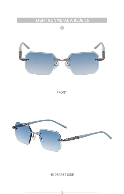 Square Rimless Punk Sunglasses Men 2026 Luxury Brand  Polygon Frameless Sun Glasses For Male Steampunk Driving Eyewear Shades