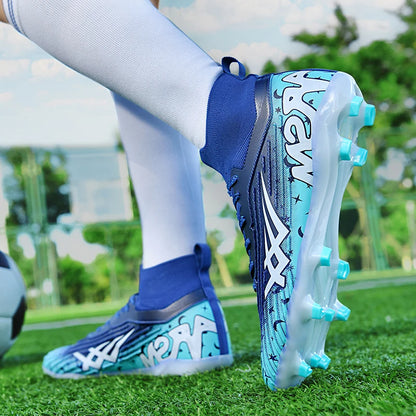Chaussures de football pour hommes et femmes, chaussures de sport à crampons longs, idéales pour les étudiants, les matchs et l'entraînement.