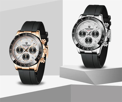 PAGANI DESIGN V2 40MM Herrenuhr mit Meteorit-Zifferblatt, Quarzwerk, Saphirglas, Retro-Chronograph, wasserdichte Uhr für Herren