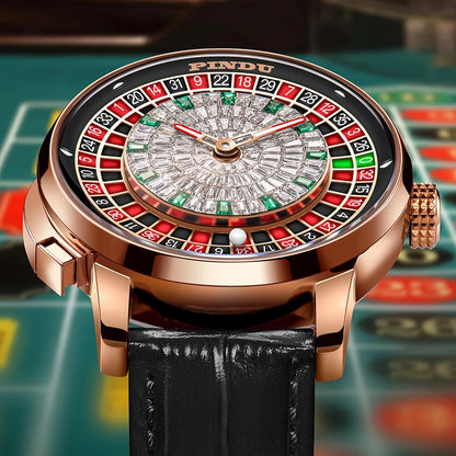 PINDU Design New NH35A Mechanical Watches Men Push Button Turn Russian Roulette Game Sapphire Mirror Diamond Dial Men's Watch