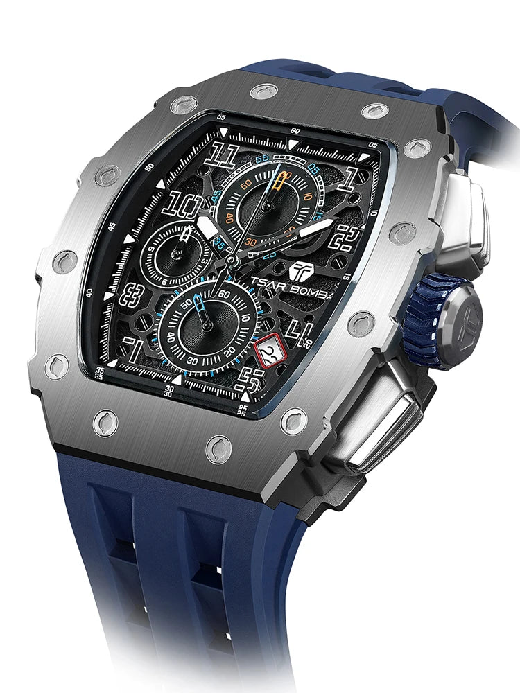 Reloj TSAR BOMBA New TB8204 para hombre, cronógrafo de cuarzo japonés, resistente al agua 50M, reloj de pulsera deportivo de moda, reloj masculino de lujo, regalo para hombre