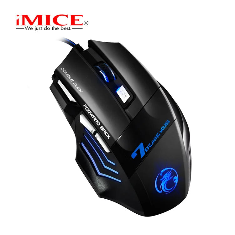 IMICE X7 Optische Gaming-Maus – einstellbare DPI, ergonomisches Anti-Rutsch-Design, farbenfrohe Beleuchtung, geeignet für Desktop-Computer und Laptop