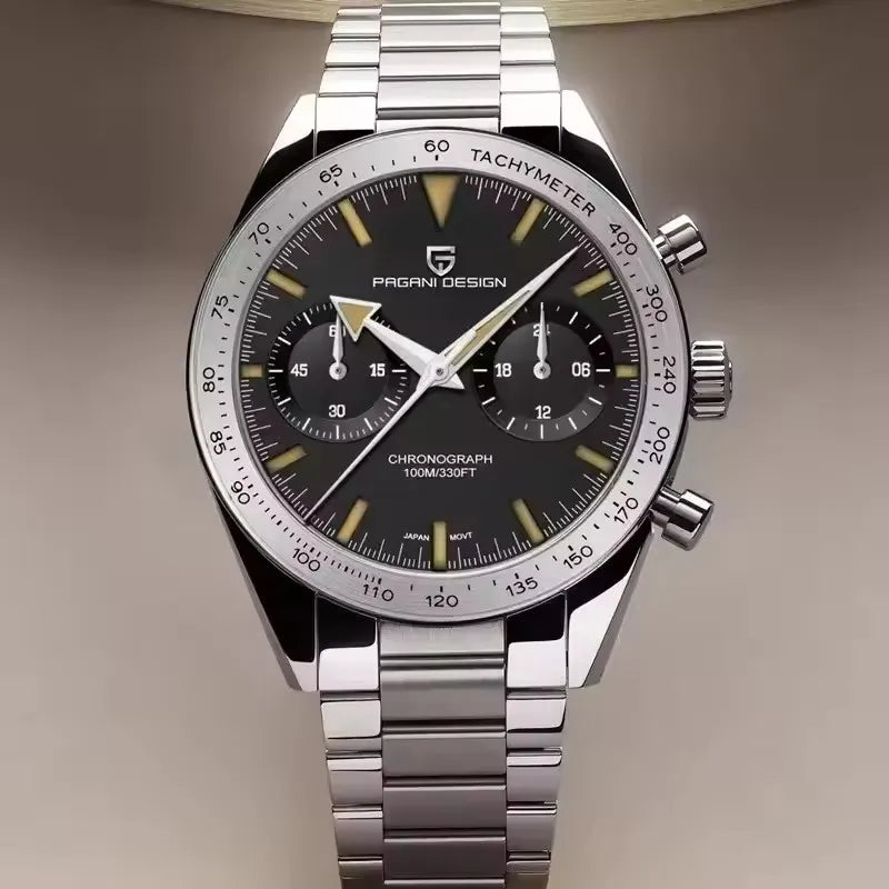 PAGANI DESIGN New 2026 Retro Luminous Moon Watch men Quartz speed Sport Chronograph AR Sapphire mirror VK64 Steel Men's Watches
