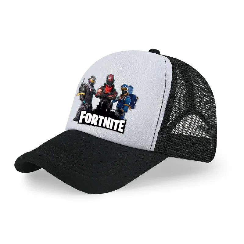 Gorra de béisbol Fortnite con estampado de juego estilo cartoon para niños, gorra de malla transpirable de verano, visera ajustable, regalo de cumpleaños para niños