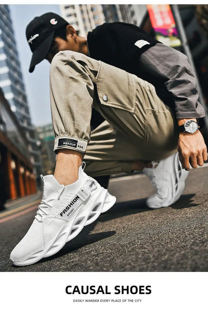 Zapatillas deportivas casual moradas de moda en oferta para mujer y hombre, calzado running con suela tipo blade, talla grande 48, ligeras y transpirables, zapatillas deportivas de malla para hombre