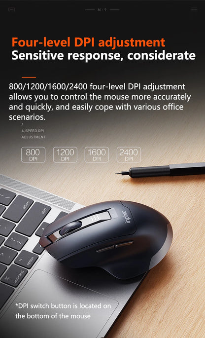 INPHIC leise Office-Maus mit Akkustandsanzeige, 2400DPI, kabellose Maus, geeignet für Desktop- und Laptop-Computer
