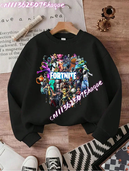 Sweatshirts Fortnite Series para Criança, Modernas para Rapazes e Raparigas, Tops Pullover de Manga Comprida para Outono/Inverno, Roupa Infantil Cartoon, Presentes de Aniversário
