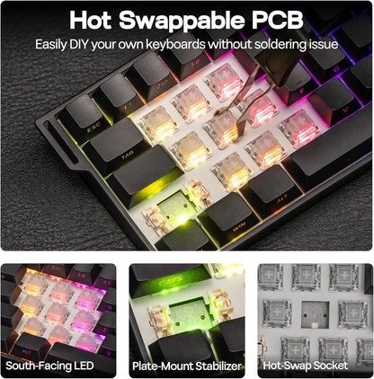 AULA Mini60 HE/Pro/Max 60% Gaming-Tastatur mit Magnetschaltern, RGB, Tri-Mode, mechanische Tastatur, 8000Hz, 0.01mmRT, für E-Sports, Geschenke