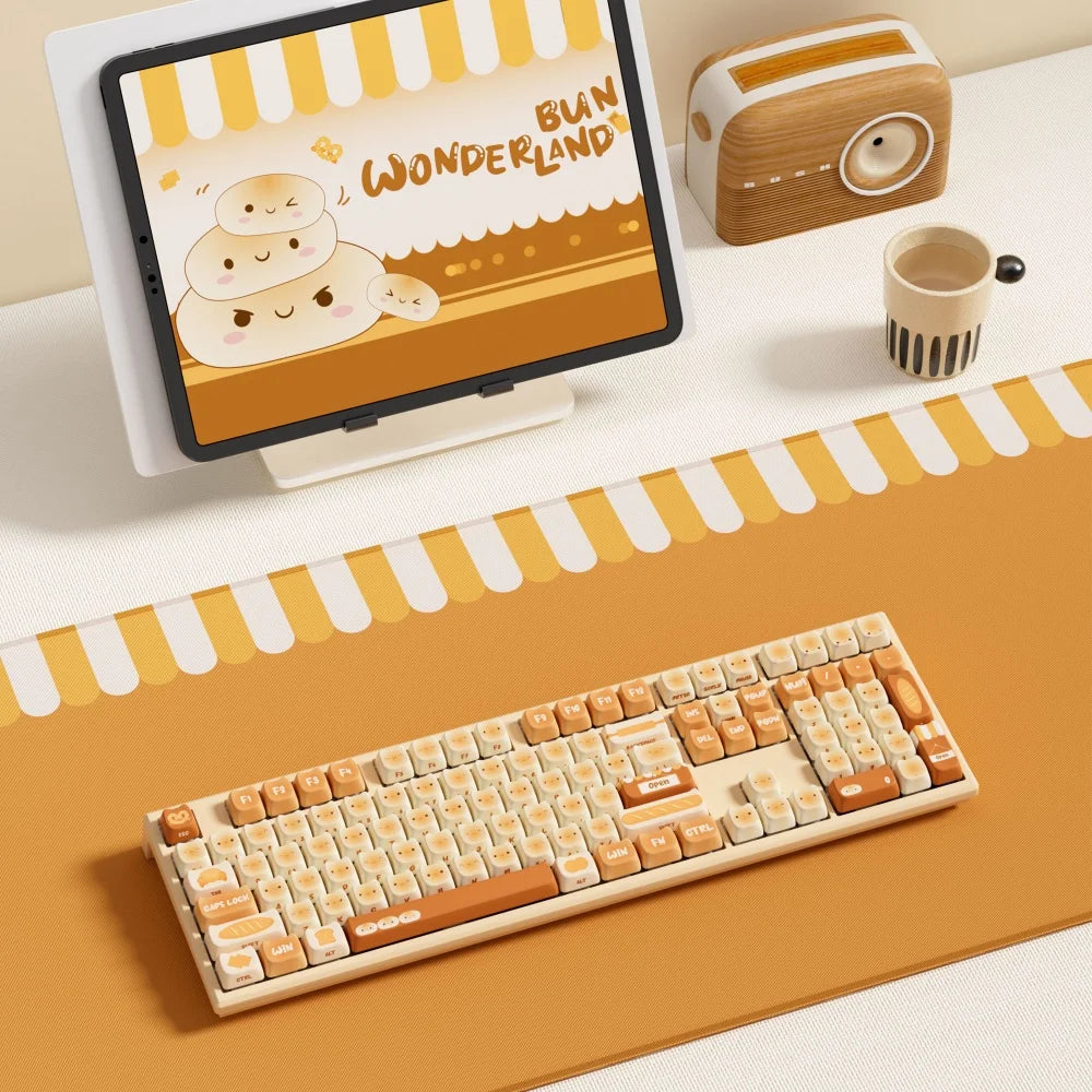 Akko MonsGeek MG108B Bun Wonderland kabellose mechanische Tastatur MOG-Profil RGB 108 Tasten Full Size Hot Swap USB / 2.4G / BT 5.0
