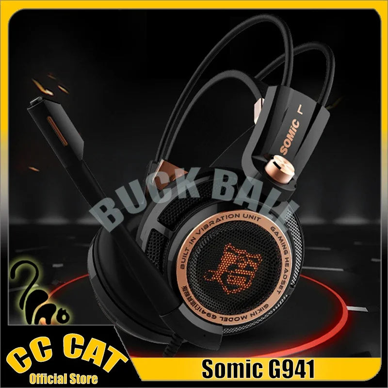 Somic G941 Wired Headphones Gamer Headphone Denoise Gaming Headphone Custom With Microphone Headsets 7.1 Stereo Sound Headset