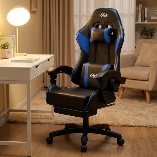 Ergonomic Gaming Chair, Computer Office Chair with Footrest Headrest, Adjustable Height & Backrest Office Chair for Adult