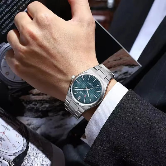 Relógio de homem CURREN 8439 – Modelo de grande marca, estilo luxuoso e profissional, estanque, em aço inoxidável, tipo militar, com movimento de quartzo.