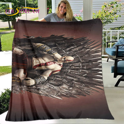 Game God of War Gamers Soft Plush Blanket,Flannel Blanket Throw Blanket for Living Room Bedroom Bed Sofa Picnic Cover Bettdecke