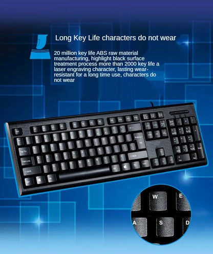 Q9 Einzelne Tastatur, USB-Square-Mouth-Anschluss, für Business, Büro und Zuhause, PS2-Rundanschluss, kabelgebunden, für Desktop-Computer