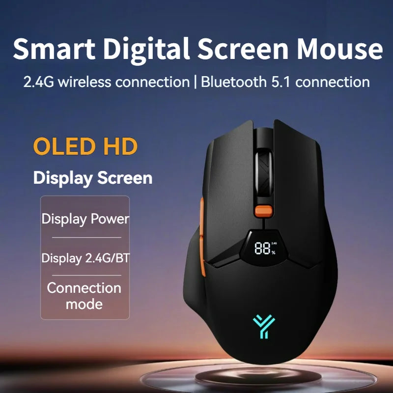 Kabellose Bluetooth-Maus, intelligentes Bildschirm-Display, Dual-Mode-Stummschalttaste, 600mAh Lithium-Akku, Office-Maus für Tablet und Notebook