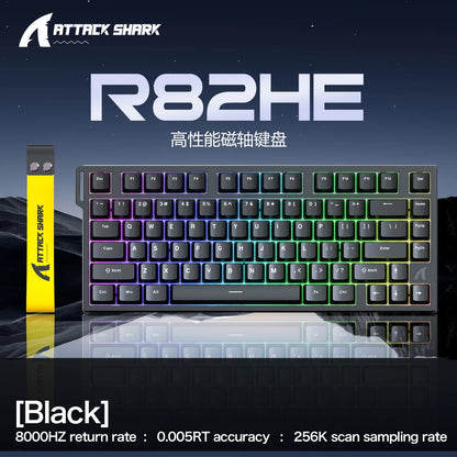 Tastiera gaming magnetica cablata ATTACK SHARK R82 HE 75% RGB 8000Hz Rapid Trigger, attuazione 0.005mm