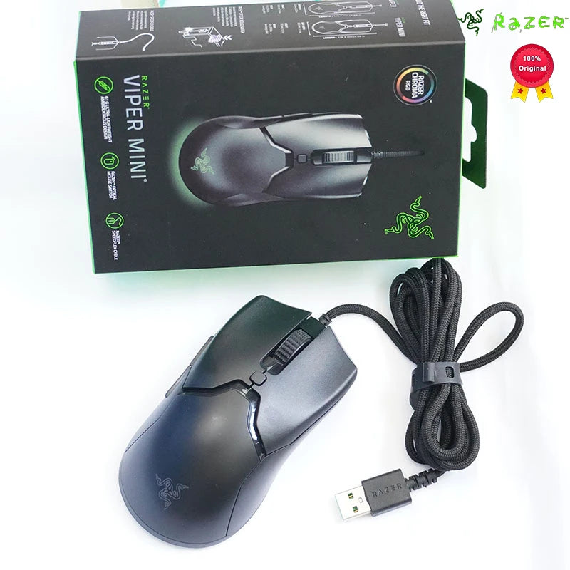 Razer NEW YEAR GIFT Presente Thunder Snake Viper Mini Rato Gaming com Cabo para Computador e Portátil Esports com Luz RGB, Rato para Mãos Pequenas