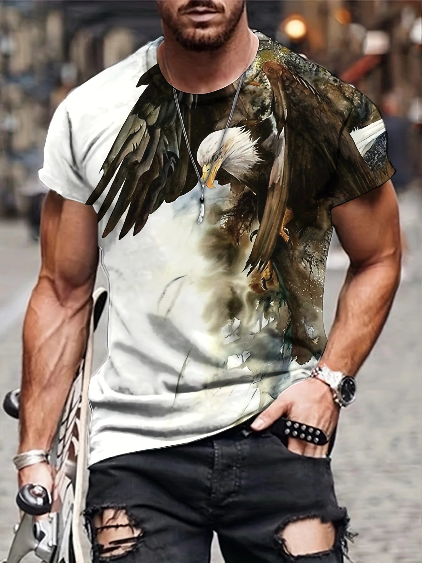 Fashion Eagle Graphic T Shirts Luxury T-Shirt Summer Men's T-Shirts Casual Tops Short Sleeve T-Shirt 3D Printing Men Clothing