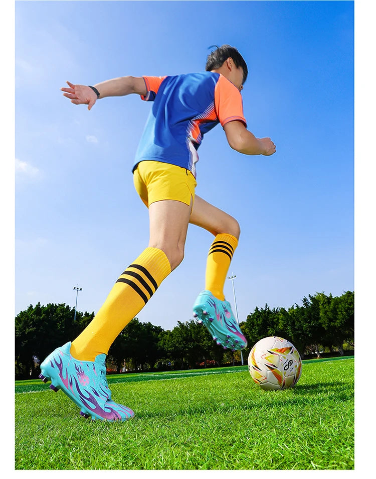 Men Professional Football Boots Cleats Boys Soccer Shoes Ankle Support Cleats Youth Outdoor Match Training Sneakers Non-slip