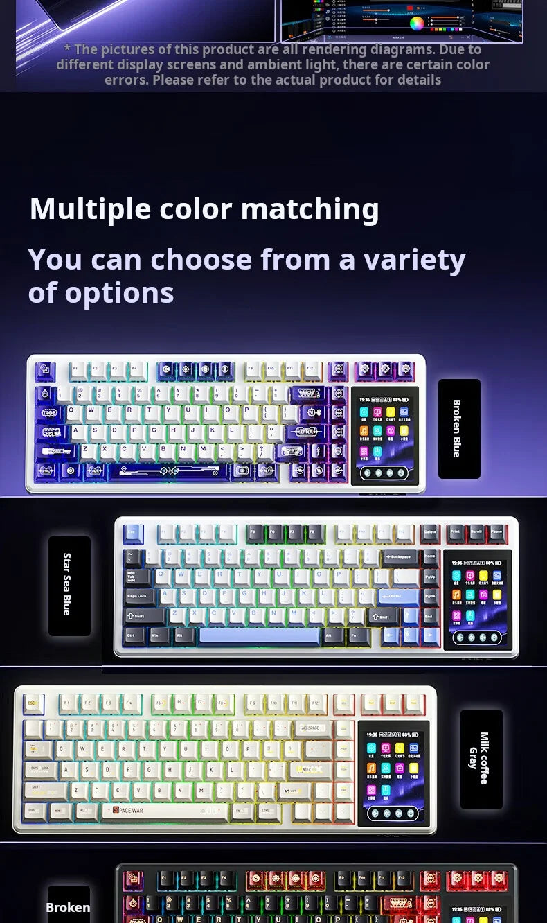 AULA L99 intelligente mechanische Tastatur mit Display, Bluetooth, kabellos, Tri-Mode, Nacht-Gaming-Laptop-Tastatur, 8000mAh, Raindrop Switch