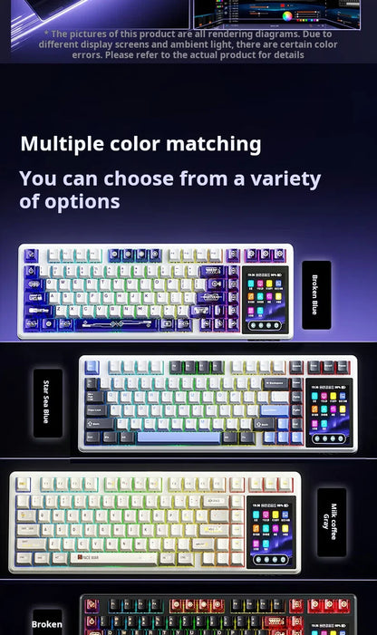 AULA L99 intelligente mechanische Tastatur mit Display, Bluetooth, kabellos, Tri-Mode, Nacht-Gaming-Laptop-Tastatur, 8000mAh, Raindrop Switch