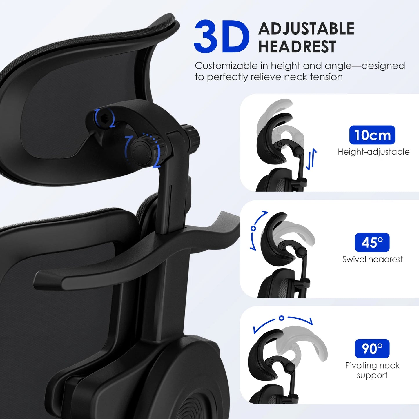 AUTHMIC Premium Ergonomic Office Chair with 6D Adjustable Armrests,3D Headrest,3-Zone Backrest,200kg Capacity,Reclining 90°-160°