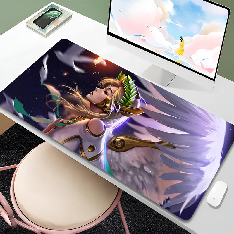 Overwatch Mercy Mauspad PC Gamer Cabinet Kawaii Mousepad XXL Sexy Anime Girl Tastaturunterlage Laptop-Gaming-Zubehör Schreibtischmatte