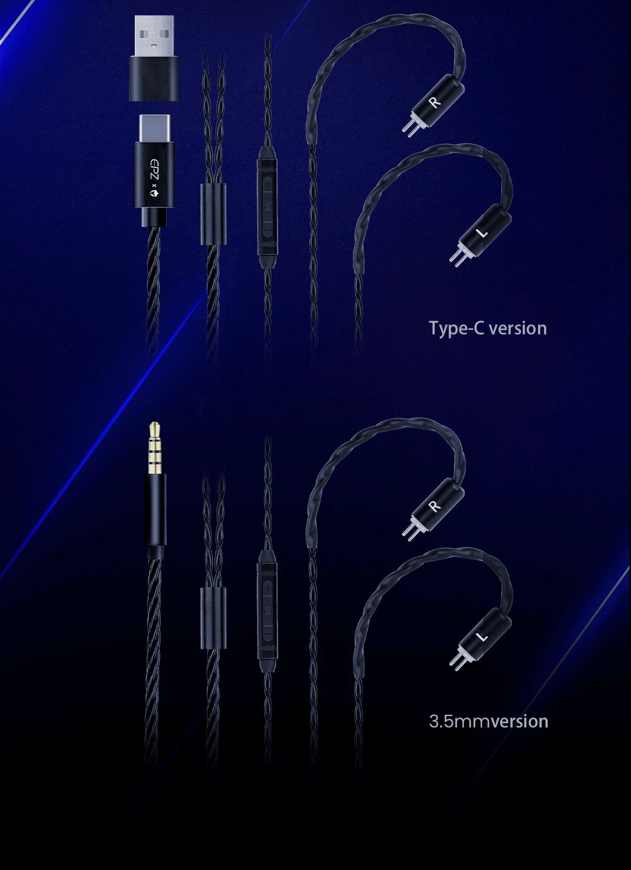 EPZ G10 kabelgebundene HiFi-Gaming-Ohrhörer – Type-C & 3.5mm In-Ear-Monitor-Kopfhörer mit DAC, Geräuschisolierung, abnehmbarem Kabel & Mikrofon