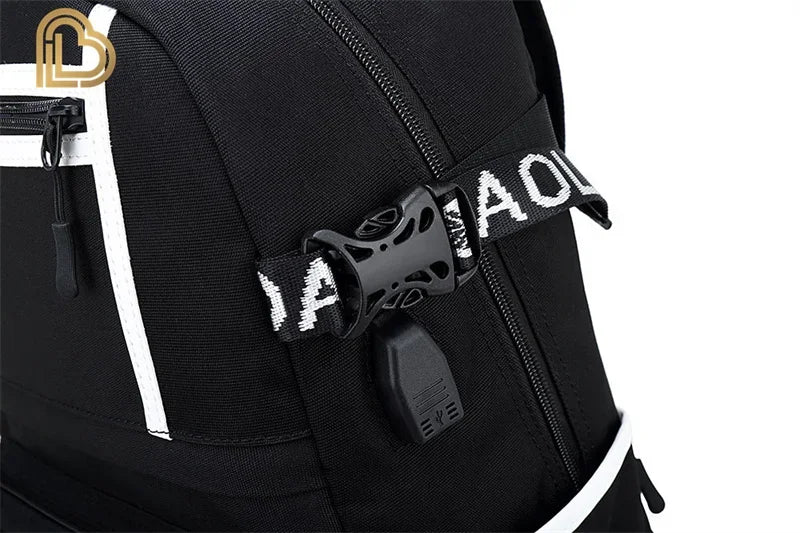 Mochila Yule Trooper F-Fortnited Battle Royale com carregamento USB, figuras anime e compartimento para material escolar para estudantes